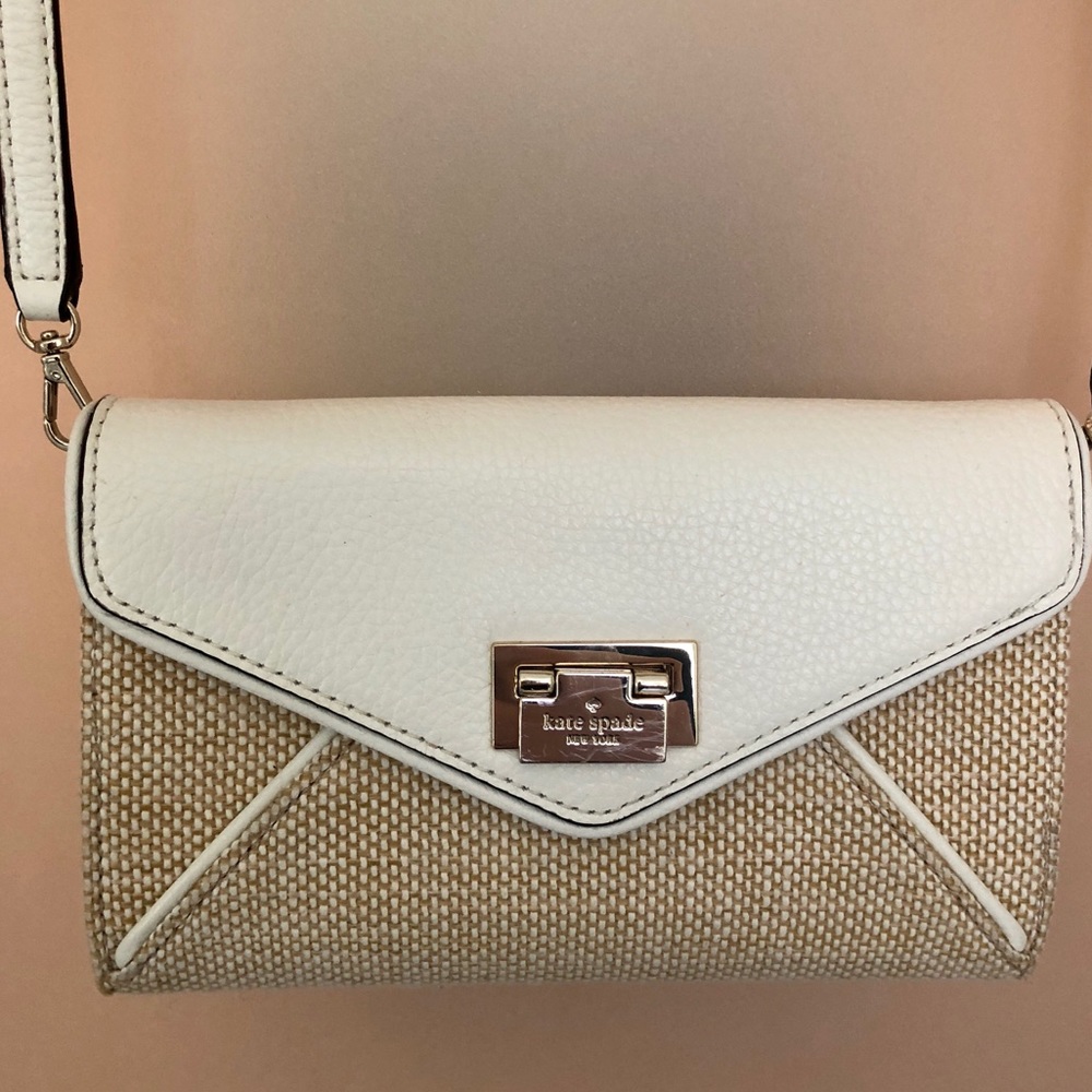 KATE SPADE White and Straw Purse